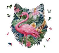 Flamingo Floral Pattern Jigsaw Puzzle 175PCS Wolf Head Design Puzzle Wooden Jigsaw Puzzles for Adults Families