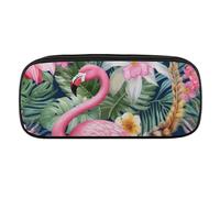 Flamingo Floral Pattern Pencil Case Waterproof Leather Pencil Pouch Multi-purpose Aesthetic Makeup Bag Cute Pen Bag Large Cosmetic Bag for Office Stationery, Travel