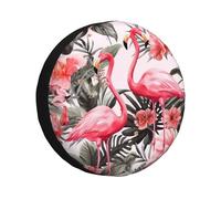 Flamingo Floral Print Spare Tire Cover Waterproof Dustproof Portable Tire Cover Spare Tire Cover Universal Fit for RV SUV Truck