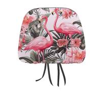 Flamingo Floral Printed 2 PCS Car Headrest Cover Universal Headrest Covers Soft Breathable Car Head Rest Covers Set Elastic Head Rest Protector Auto Seat Cover Vehicle Accessories for Cars, Truck, Suv