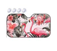 Flamingo Floral Printed Car Windshield Sun Shade Foldable Car Front Window Sunshade for Sun, Heat and UV Rays, Auto Sun Blocker Visor Protector for Cars, SUVs Small