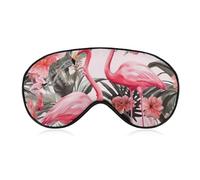 Flamingo Floral Printed Eye Mask, Side Sleeping Mask Light Blindfold Sleeping Mask Nose Pad and Elastic Band for Children Women and Men