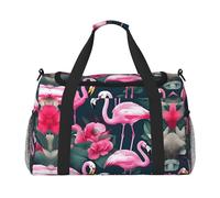 Flamingo Floral Printed Hand Travel Bag - Large Reusable Shopping Tote Bag, Perfect for Outdoor Activities, Sports, Camping & Groceries, Black, One Size