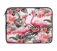 Flamingo Floral Printed Laptop Sleeve Case, Shockproof Protective Case, 10-17 Inch Computer Sleeve, Water Resistant Laptop Briefcase for Men Women Compatible with MacBook Air/Notebook/Tablet