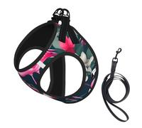 Flamingo Floral Printed print Dog Harness and Leash Set, Reflective Adjustable Puppy Vest for Small Medium Large Dogs, Cats