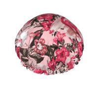 Flamingo Floral Printed Printed Hair Wrap, Double Layer Shower Cap For Women, Reusable Hair Protector For Bathing