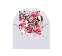 Flamingo Floral Printed Printing Holiday Love Buckle Pearl Paper Envelopes Greeting Vertical Thinking Of You Cards 6 X 4 Inch