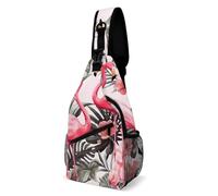 Flamingo Floral Printed Sling Bag with Rfid Blocking Causal Mens Crossbody Bag Lightweight Chest Pack Large Man Purse Travel Crossbody Backpack Shoulder Sling Backpack for Hiking Running Cycling