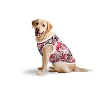Flamingo Floral Printed Soft Print T-Shirt Vest For Large Dogs, Comfort Cotton Pet Clothes Stretch Dog Pullover Tee Sleeveless Sweatshirt (3xl-5xl)