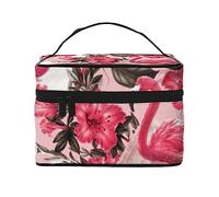 Flamingo Floral Printed Travel Makeup Bag - Elegant and Spacious Cosmetic Organizer for On-The-Go