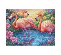 Flamingo Flower Border 500 Pc Classic Jigsaw Puzzle Puzzle for Adults Hard Challenging Hobby Home Decor Poster High-grade Rigid Cardboard 500 PCS/52×38cm