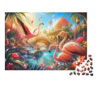 Flamingo Flower Bridge 1000 Piece Mini Jigsaw Puzzle For Adults Gift Idea