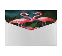 Flamingo Flowers File Folder with Snap&6 Pockets Reusable File Organizer Portable Document Paper Bill Receipt Organizer Plastic Envelopes for Office College Letter Size