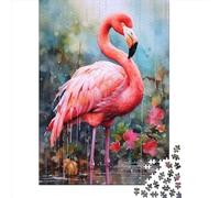 Flamingo Flowers Jigsaw Puzzle Adult 1000 Pieces Classic Puzzle Paper Jigsaw Puzzle Wall Art Unique Toys 1000pcs (38x26cm)