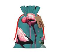 Flamingo Flowers Print Gift Drawstring Bags Reusable Holiday Party Favors Treats Accessories Or Keepsakes