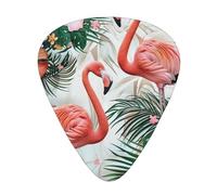 Flamingo Flowers Print Guitar Picks 12-Pack - Assorted Thickness Picks (0.46 mm, 0.71 mm, 0.96 mm) with Storage Box & Assorted Unique Design for Acoustic, Electric, Bass, and Ukulele Players