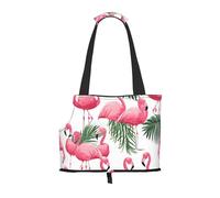 Flamingo Flowers Printed Foldable Pet Bag - Portable Puppy Cat Travel Handbag Tote,Pet Carrier Backpacks.