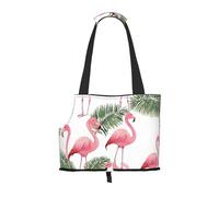Flamingo Flowers Printed Foldable Pet Bag - Portable Puppy Cat Travel Handbag Tote,Pet Carrier Backpacks.