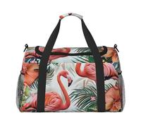 Flamingo Flowers Printed Travel Duffle Bag for Men Women Large Sport Gym Bag Handbag with Shoulder Strap for Travel Weekend Fishing Hunting