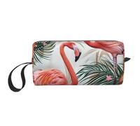 Flamingo Flowers Prints Cosmetic Bag Makeup Bags for Women Travel Toiletry Bag Accessories Organizer with Handle, Zipper Closure
