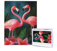 Flamingo Flowers Puzzles from Photos 500 Pieces Personalized Wooden Puzzle Challenging Jigsaw Puzzles for Adults Custom Picture Puzzle Gifts for Family Wedding Friend