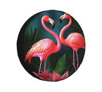 Flamingo Flowers Spare Tire Cover Waterproof Dustproof Portable Car Wheel Protector Spare Tire Cover for RV SUV Truck Trailer