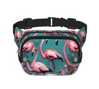 Flamingo Flowers Zipper Fanny Pack, Crossbody Bags with Adjustable Strap for Jogging, Cycling