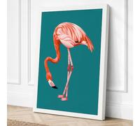 Flamingo Foraging Tropical Canvas Wall Art Print 30x20 Inch
