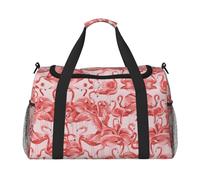 Flamingo Full Print Travel Duffle Bag with Adjustable Shoulder Strap,Large Capacity Twill Polyester Crossbody Bag for Gym,Weekend Trips Outdoor Activities