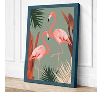 Flamingo Garden Tropical Canvas Wall Art Print 36x24 Inch