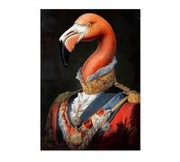 Flamingo General Tudor Animals Poster, Funny Pets Wall Art Prints, Historical Animal Portraits, Living Room Home Decor, A4 (Print Only) - 29.7x21cm