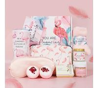 Flamingo Gifts for Women her, Birthday Spa Care Relaxing Pink Surprise Wine Coffee Tumbler Cup Mug Bag Candle Flamingos Themed Decor Package Basket Gift Box Set Stuff for Christmas Thanksgiving Day