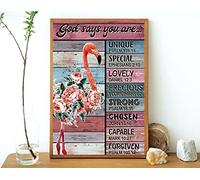 Flamingo God Says You Are Poster Flamingo Art Decor Flamingos Lover Poster Metal Tin Sign 6x8 inches