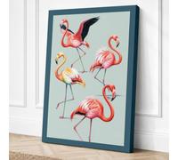 Flamingo Grace Boho Canvas Wall Art Print 18x12 Inch