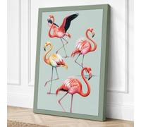Flamingo Grace Boho Canvas Wall Art Print 18x12 Inch