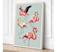 Flamingo Grace Boho Canvas Wall Art Print 24x16 Inch