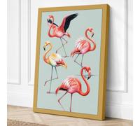 Flamingo Grace Boho Canvas Wall Art Print 36x24 Inch