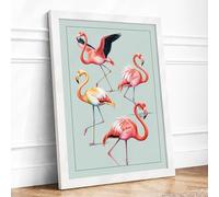 Flamingo Grace Boho Framed Wall Art Print A1 (84.1×59.4cm) White, Wall Decor for Living Room, Bedroom, Office & Home, Ready to Hang, Art Gift