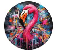Flamingo Graffiti Cardboard Jigsaw Jigsaw Puzzles for Adults 1000 Piece for Birthdays,Holidays,Best for Christmas 67.5x67.5cm