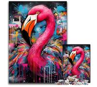 Flamingo Graffiti Jigsaw Puzzles for Adults, 1000 Piece cardboard Jigsaw Puzzles for Adults Challenging Brain Teaser for Teenagers, Family Game Night Fun 26X38CM/10.23x14.96inch