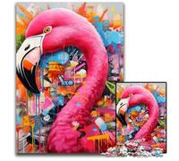 Flamingo Graffiti Jigsaws 1000 Pieces for Adults cardboard Jigsaw Puzzles for Adults Family Activity, Brain Teaser, Home Decor, 26X38CM/10.23x14.96inch