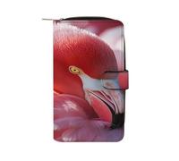 Flamingo Grooming Its Feathers Long Zippered Pouch Slim Clutch Organizer Purse Money and Credit Card Holder for Men Women