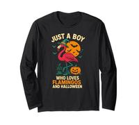 Flamingo Halloween Boy Loves Cute Boys Spooky Flamingo Long Sleeve T-Shirt