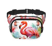 Flamingo Hand Painted Watercolor Fanny Pack Adjustable Crossbody Bag Large Waist Bag Travel Belt Bag Unisex Bum Bag