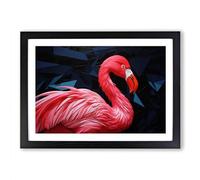 Flamingo Hard Edge Framed Print | A2 Black Framed Wall Art | Ready to Hang | Modern Animal Picture | Living Room Bedroom Lounge Office