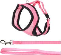 Flamingo Harms Cat Harness with Leash - Pink - Size A: 32 cm, B: 36-48 cm, C: 110 cm x 10 mm x 2 mm - Adjustable Nylon Harness with Breathable Mesh - Includes Leash - Ideal for Medium-Sized Cats