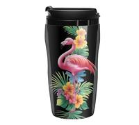 Flamingo Hawaiian Flowers Plastic Coffee Cup Travel Mug Double Walled Leakproof Tumbler with Lid for Home Office 250ml