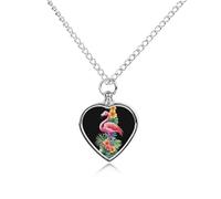 Flamingo Hawaiian Flowers Urn Necklace for Ashes Pet Dog Cat Cremation Jewellery Alloy Memorial Keepsake Pendant