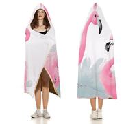 Flamingo Hoodie Blankets, Soft Cozy Flannel Hooded Wraps Blanket Lightweight All Season Blankets for Bed Decorative Travel Office Sofa 60"x80"