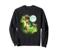 Flamingo howling at the moon green tie dye 3 flamingos Sweatshirt